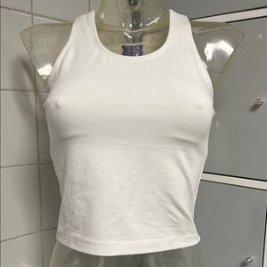 Waist-Cropped Sporty Racerback Bra Tank L NWOT